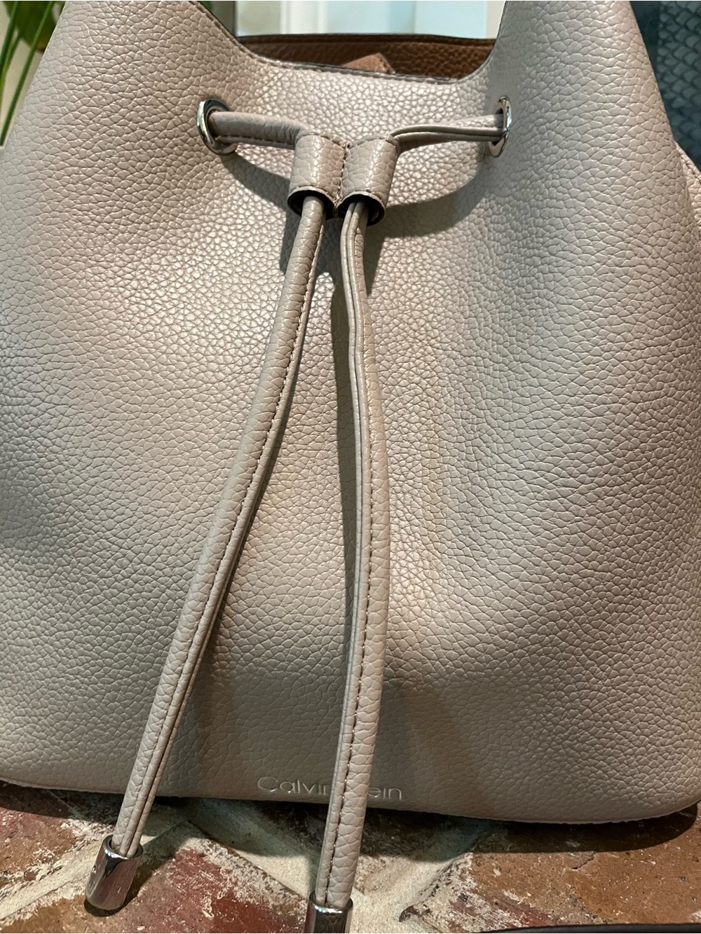 Calvin Klein Pebbled Drawstring Bucket Bag - Picture 2 of 6
